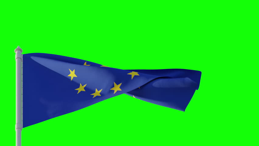 High-quality waving EU flag on green screen for news graphics, political explainers, and media overlays. Smooth vertical motion, ready for keying, part of extended series.