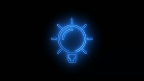A vibrant blue neon lightbulb icon glows against a stark black backdrop, symbolizing ideas and innovation. The image is perfect for concepts related to creativity and solutions. - Powered by Shutterstock - Get 15% off with code: PIKWIZARD15