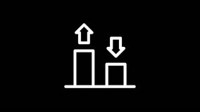 A simple illustration of a financial graph with an upward and downward trend, represented by bars and arrows, set against a black background. - Powered by Shutterstock - Get 15% off with code: PIKWIZARD15