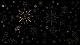 New year's eve celebration festive party fireworks champagne background elegant gold suitable for holiday greeting cards, banners, event invitations, social media posts, and festive designs - Powered by Shutterstock - Get 15% off with code: PIKWIZARD15