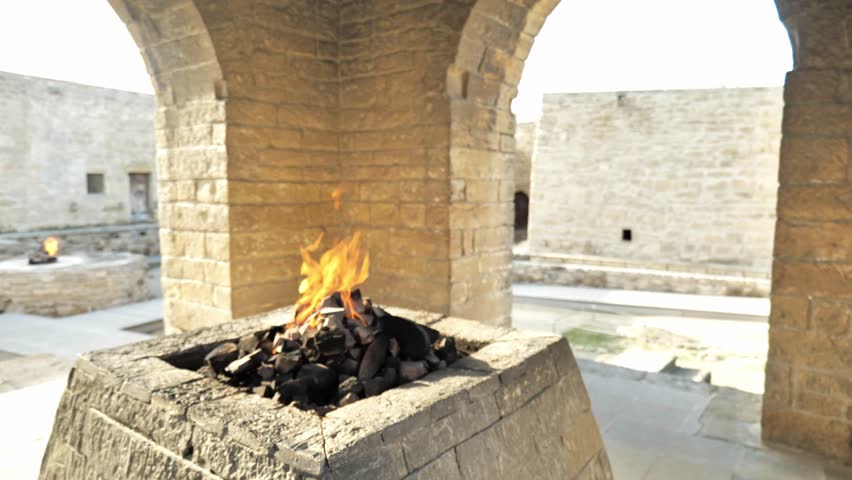 Fire temple in Baku, Ateshgah of Baku, in Azerbaijan. Landmark religious temple used as Zoroastrian place of worship