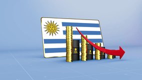 Uruguay Flag Economy Declining with Falling Oil Prices and Downward Trending Arrow - Powered by Shutterstock - Get 15% off with code: PIKWIZARD15