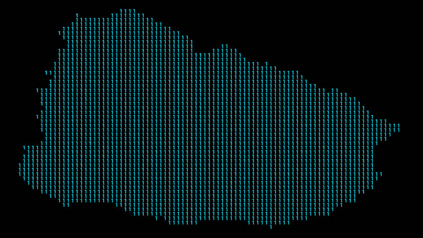 Uruguay binary code map animation with illuminated borders and data streams on a transparent background. - Powered by Shutterstock - Get 15% off with code: PIKWIZARD15