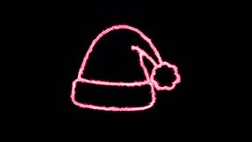 Neon Santa hat minimalist outline animation on transparent background - Powered by Shutterstock - Get 15% off with code: PIKWIZARD15