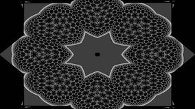 Animated black and white kaleidoscope pattern. Eight-point star geometry expands and contracts with intricate cellular-like tessellation. Abstract, mesmerizing, and hypnotic loop. - Powered by Shutterstock - Get 15% off with code: PIKWIZARD15