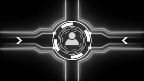 AI-Enhanced for Future user icon. Futuristic AI-Powered Circuitry and Microprocessors. AI-related creations, for  on black back ground. Animation data processing over black background - Powered by Shutterstock - Get 15% off with code: PIKWIZARD15