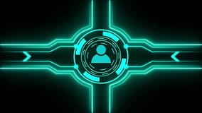 AI-Enhanced for Future user icon. Futuristic AI-Powered Circuitry and Microprocessors. AI-related creations, for  on black back ground. Animation data processing over black background - Powered by Shutterstock - Get 15% off with code: PIKWIZARD15