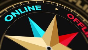 Online vs Offline business concept showing with compass needle close up in blue and red typography 4k animation. - Powered by Shutterstock - Get 15% off with code: PIKWIZARD15