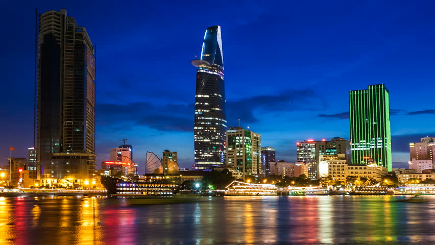 HO CHI MINH CITY CITY NIGHT SKYLINE - Timelapse