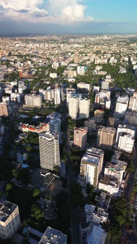 Cityscape of Santo Domingo under the sunlight and a blue sky in the Dominican Republic