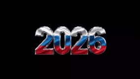 Waving Russian Flag Inside 2026 Numbers on Black Background with Fireworks - Powered by Shutterstock - Get 15% off with code: PIKWIZARD15