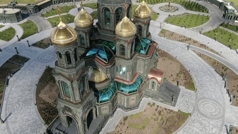 Drone Zooming on Cathedral Upper Section