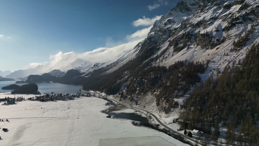 Snow covered landscape in the Swiss alps