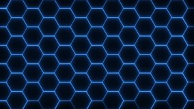 Abstract Colorful Glowing neon line Wall of Random shifted neon honeycomb hexagon background metaverse, hexagon technology, streaming concept. 4K Video motion graphic animation - Powered by Shutterstock - Get 15% off with code: PIKWIZARD15