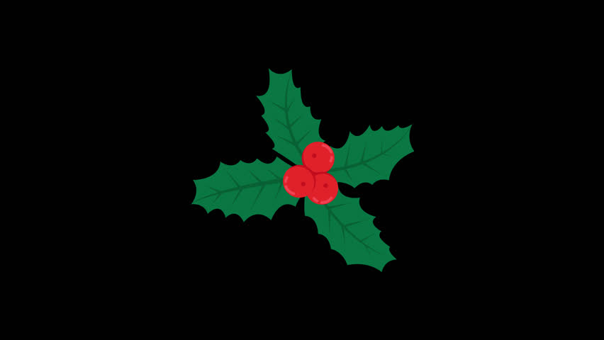 Sprig of holly animated icon, suitable for holiday card design, Christmas decoration, winter themed artwork, festive invitations, and seasonal graphic design projects. - Powered by Shutterstock - Get 15% off with code: PIKWIZARD15