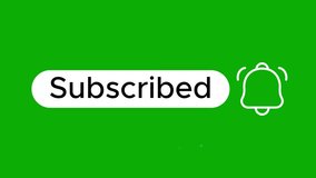 Animated Dark mode subscribe button with notification bell, green background, clean UI design, social media motion element. - Powered by Shutterstock - Get 15% off with code: PIKWIZARD15
