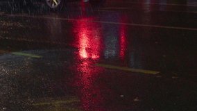 Night Rain on Asphalt. Blurred Reflections of Neon Lights and Passing Cars. - Powered by Shutterstock - Get 15% off with code: PIKWIZARD15