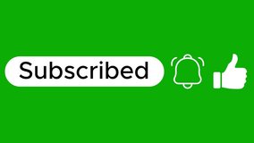 Animated dark mode subscribe button with notification bell and thumbs up icon, green background, clean UI motion graphic for social media videos. - Powered by Shutterstock - Get 15% off with code: PIKWIZARD15