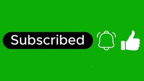 Animated light mode subscribe button with notification bell and thumbs up icon, green background, clean UI motion graphic for social media videos. - Powered by Shutterstock - Get 15% off with code: PIKWIZARD15