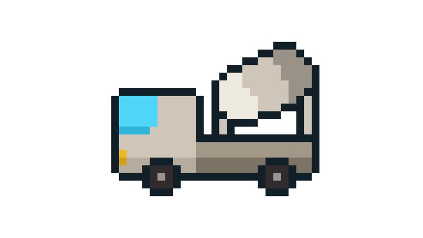 8-bit pixel art truck side view. looped animation 4k 30fps