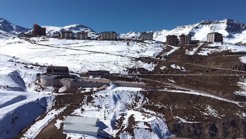 Aerial view of valle nevado at Chile, close to santiago.