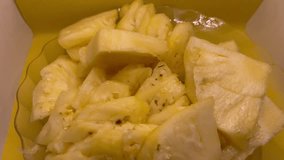 Pineapple Pieces Arranged on Solid Yellow Background - Powered by Shutterstock - Get 15% off with code: PIKWIZARD15