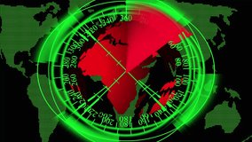 High-tech global radar display showing red and green scans with 3D globe overlay for digital visuals. World Map with Red and Green Radar Scan and Globe Overlay global. - Powered by Shutterstock - Get 15% off with code: PIKWIZARD15