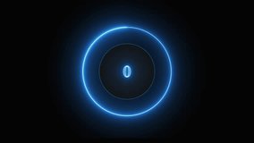 Blue Neon Circular Progress Indicator with Number 100 on Black Background circle. Futuristic blue neon circle with full 100% progress display on dark background, modern loading visualization. - Powered by Shutterstock - Get 15% off with code: PIKWIZARD15