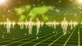 Digital business people stand and talk on a green cyberspace grid with a digital map, illustrating virtual teamwork, negotiations, and global business concepts. - Powered by Shutterstock - Get 15% off with code: PIKWIZARD15