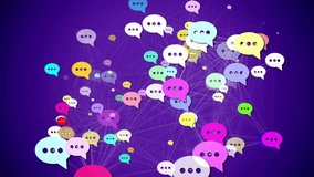 A dynamic animation of message icons connected by a plexus network, symbolizing communication, social media interaction, digital connectivity, and modern online messaging. - Powered by Shutterstock - Get 15% off with code: PIKWIZARD15
