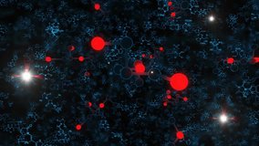 Dolly-in animation of enigmatic molecules swirling in red, blue, and black tones, forming an abstract scientific scene that ends with the TSN PH inscription. - Powered by Shutterstock - Get 15% off with code: PIKWIZARD15
