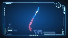Futuristic Digital Chile map HUD animation, global network cyber technology, government, Country Map, Politics, Travel, News, and Sports Events - Powered by Shutterstock - Get 15% off with code: PIKWIZARD15