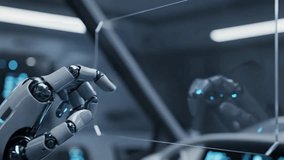 Modern robotic hand interacting with futuristic interface, hinting at AI innovation and technological advancement in sleek, dynamic motion - Powered by Shutterstock - Get 15% off with code: PIKWIZARD15