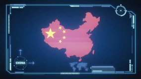 Futuristic Digital China map HUD animation, global network cyber technology, government, Country Map, Politics, Travel, News, and Sports Events - Powered by Shutterstock - Get 15% off with code: PIKWIZARD15