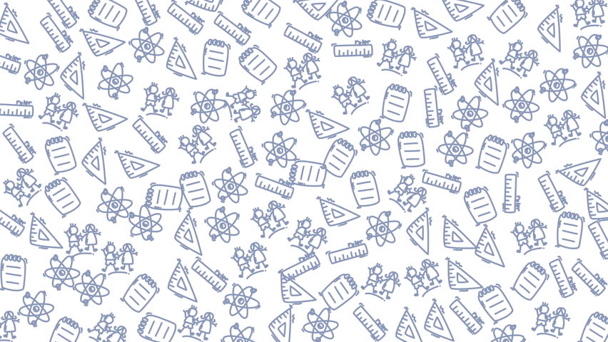 A detailed seamless pattern featuring educational supplies like notebooks, pens, pencils, rulers, and more for creative design projects and educational themes.