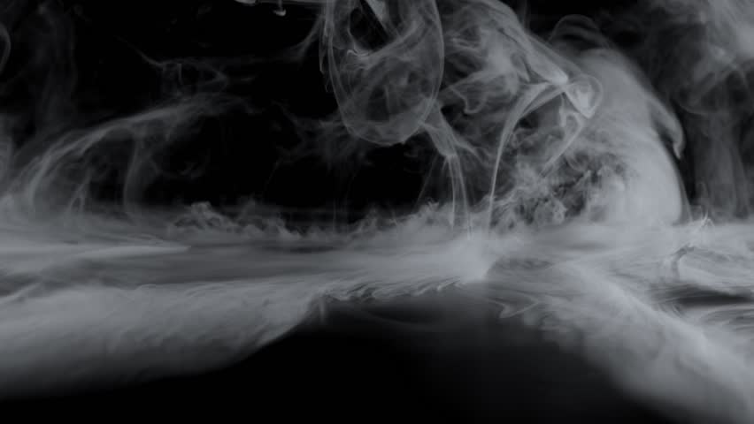 Super Slow Motion Shot of Atmospheric Smoke Slowly Floating on Black Background at 1000 FPS