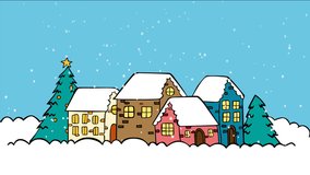 A peaceful snowy Christmas village featuring cozy colorful houses, glowing warm windows, gentle snowfall, and festive trees. Perfect for holiday themes, winter stories and seasonal celebration footage - Powered by Shutterstock - Get 15% off with code: PIKWIZARD15