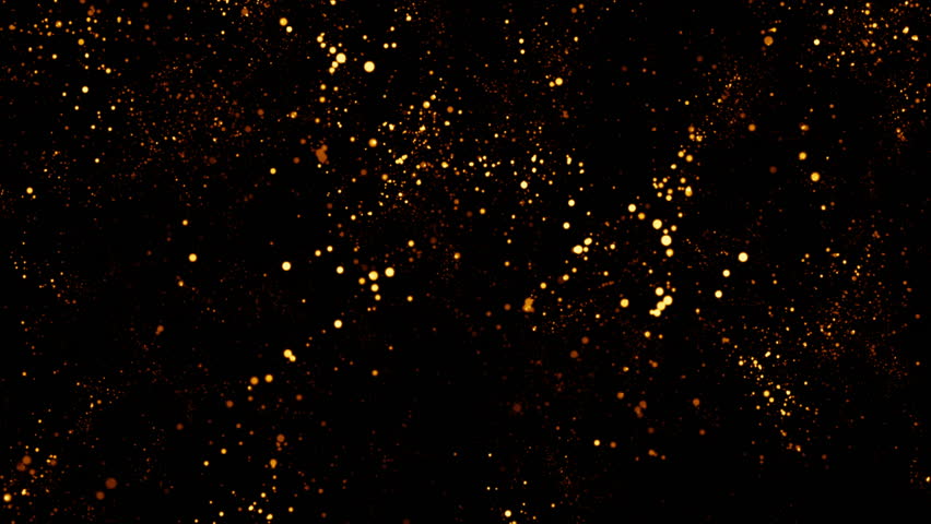 Loop glow gold orange spark particles animation flow on black abstract background. 4K 3D animation of fiery orange glowing flying ember burning ash particles.