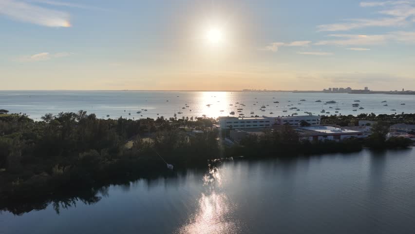 Virginia Key Beach At Miami In Florida United States. Stunning Sunset Beach. Beach Landscape. Scenic Golden Hour. Virginia Key Beach In Florida United States. Nature Background.
