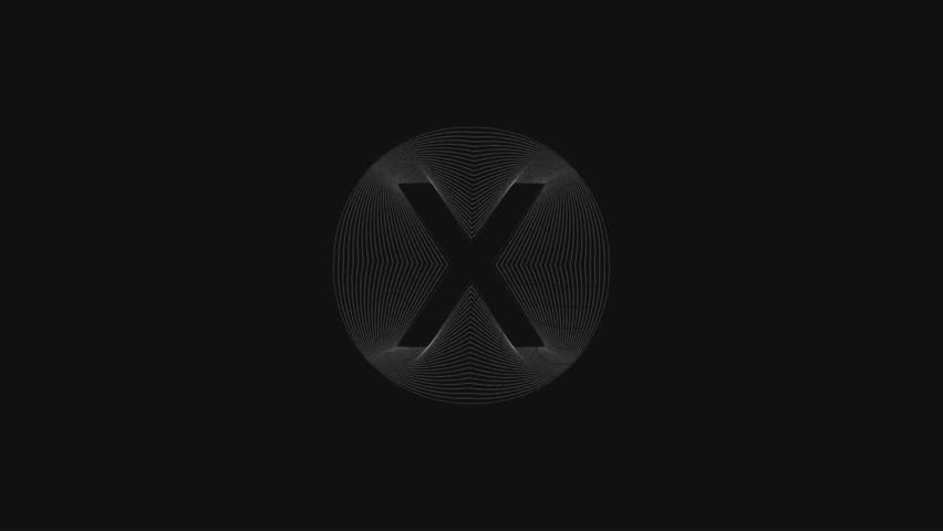 Minimalist X Logo: Abstract Linear Wave Animation on Dark Background