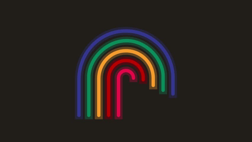 Minimalist Retro Rainbow Arch Animation. A 70s Style Flat Design Loop of Growing Colorful Lines.