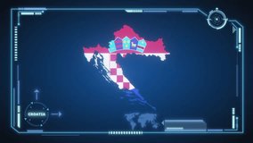 Futuristic Digital Croatia map HUD animation, global network cyber technology, government, Country Map, Politics, Travel, News, and Sports Events - Powered by Shutterstock - Get 15% off with code: PIKWIZARD15
