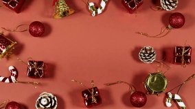 Festive Christmas Flat Lay With Gifts, Ornaments, Pine Cones, And White Card - Powered by Shutterstock - Get 15% off with code: PIKWIZARD15