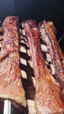 Brazilian rib barbecue roasted on fire to eat