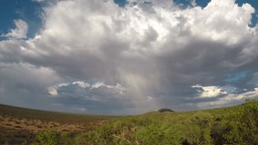 Storm clouds and a rain shower over the plains near Okonjima in Namibia. The video pans from right to left and lightning can be seen in the centre of the rain shower.. - Powered by Shutterstock - Get 15% off with code: PIKWIZARD15