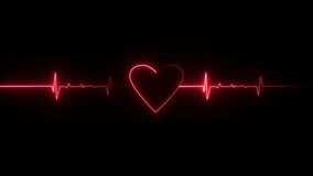 a red neon graphic of an electrocardiogram (ECG or EKG) line with a heart symbol, which represents a heartbeat or pulse.  - Powered by Shutterstock - Get 15% off with code: PIKWIZARD15