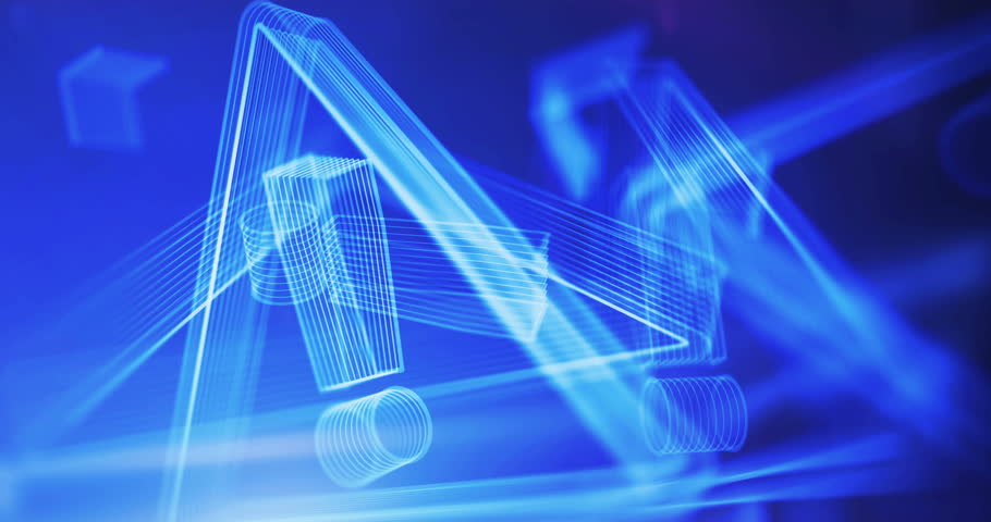 Alert warning and security breach alert symbol rotating on lights loopable background. Cyber technology abstract concept icon 3d seamless and loop animation.