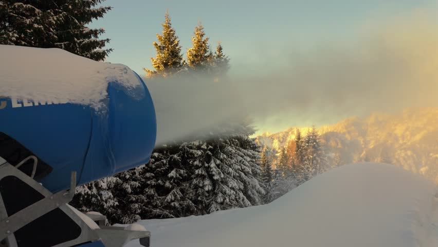 Shoot artificial snow before the winter season