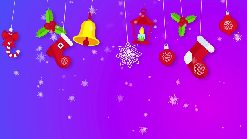 A  animation of a round Christmas wreath featuring floral elements, candies, bells, red bows, gift boxes, and striped ribbons. The flat cartoon-style design represents a traditional winter garland.