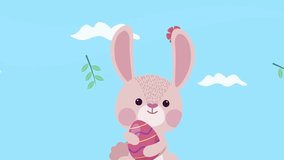A delightful Easter-themed animation featuring a cute bunny holding a colorful egg against a bright and festive spring background. The scene represents celebration, joy, and seasonal tradition, making - Powered by Shutterstock - Get 15% off with code: PIKWIZARD15